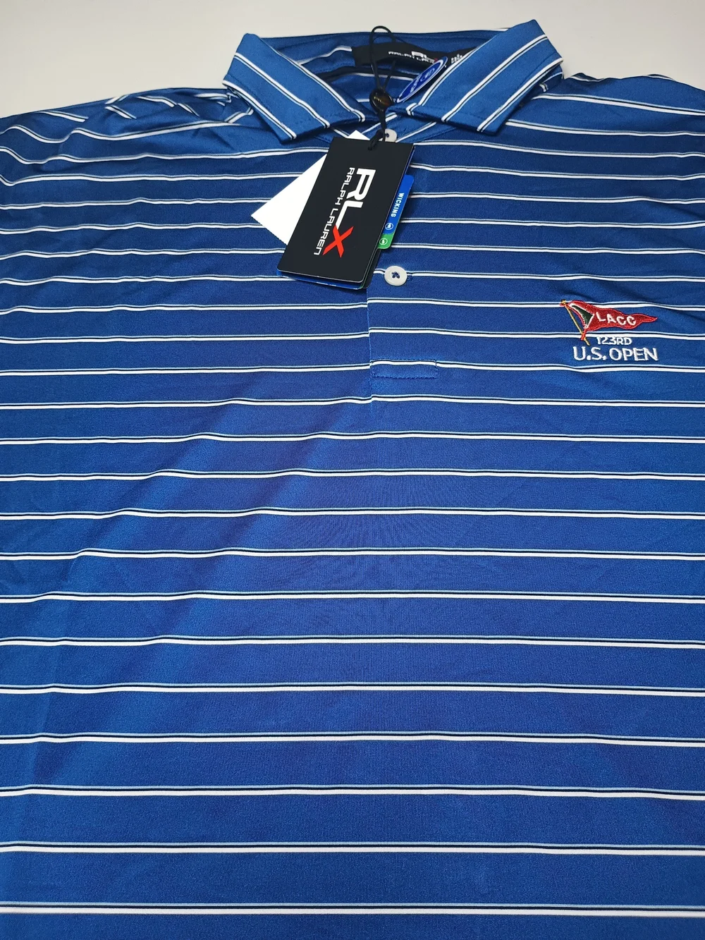 Ralph Lauren RLX Los Angeles Country Club 123rd. U.S. Open Polo Size L Blue